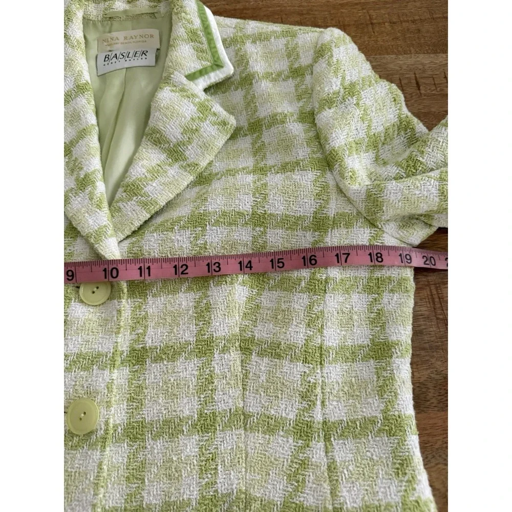 Basler Lime Green Houndstooth Tweed Blazer Jacket Women US 12‎ Germany 38